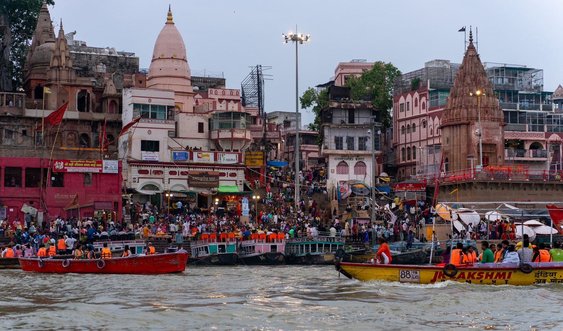 Boats along the ghats of Varanasi